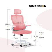 Work Office Chair - Lumber Support, Flip-up Armrest, Adjustable Headrest SITIO - Pink V274-FT-OC-2656A-WHPK