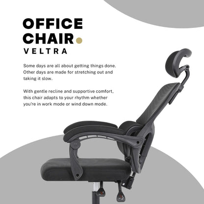 Ergonomic Reclining Office Chair - Lumbar Support, Adjustable Headrest VELTRA - BLACK V274-FT-OC-2656B-BK