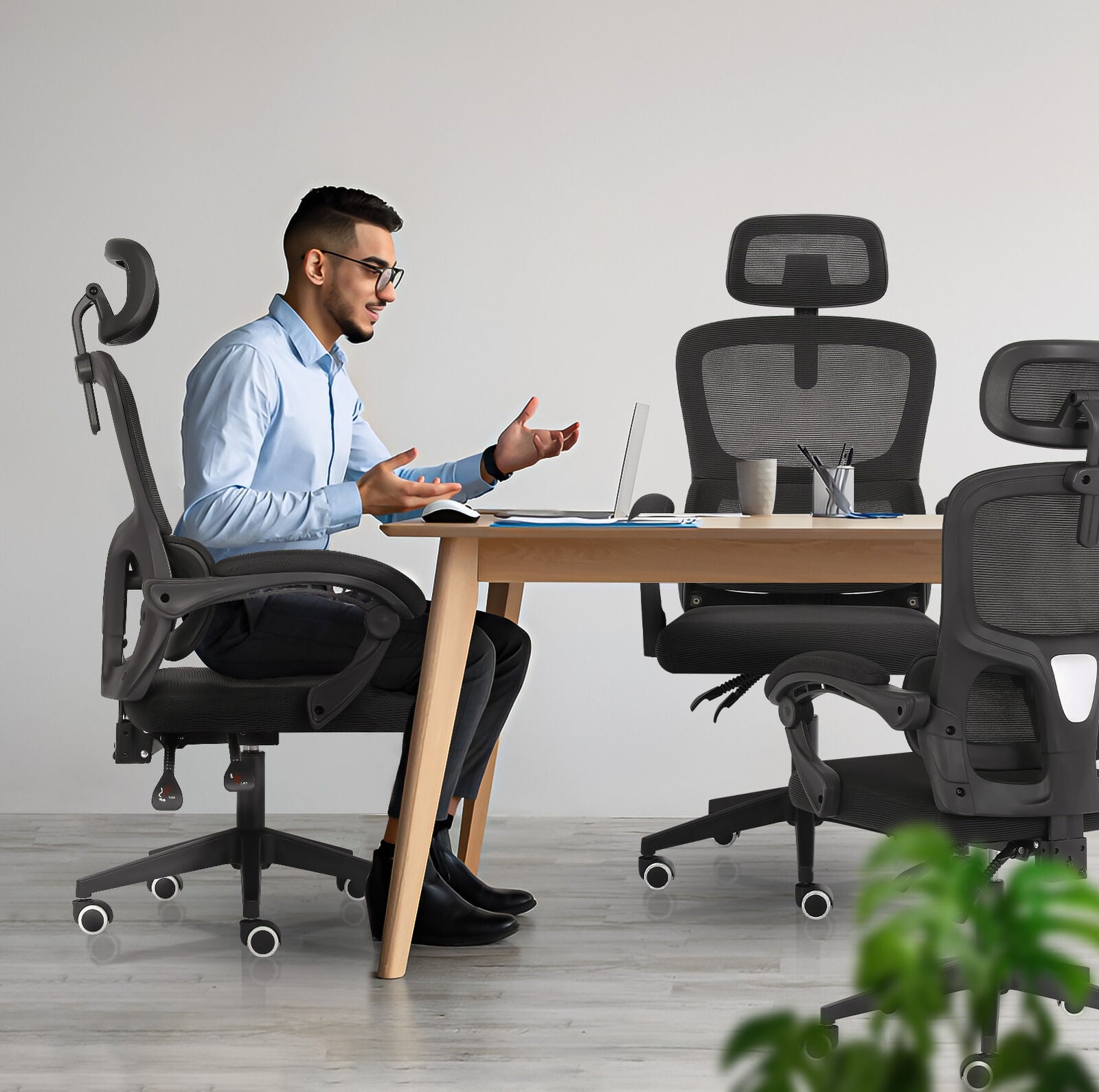 Ergonomic Reclining Office Chair - Lumbar Support, Adjustable Headrest VELTRA - BLACK V274-FT-OC-2656B-BK