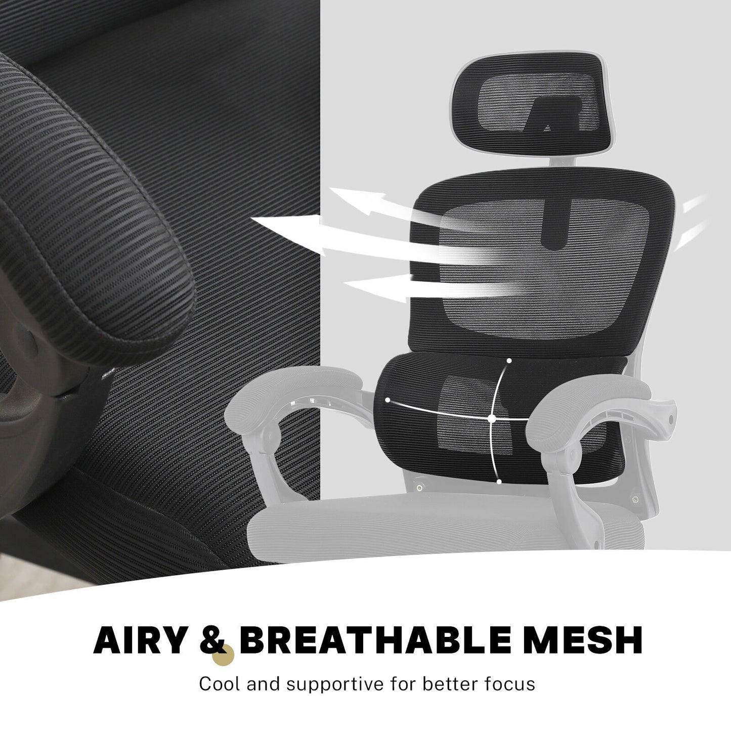 Ergonomic Reclining Office Chair - Lumbar Support, Adjustable Headrest VELTRA - BLACK V274-FT-OC-2656B-BK