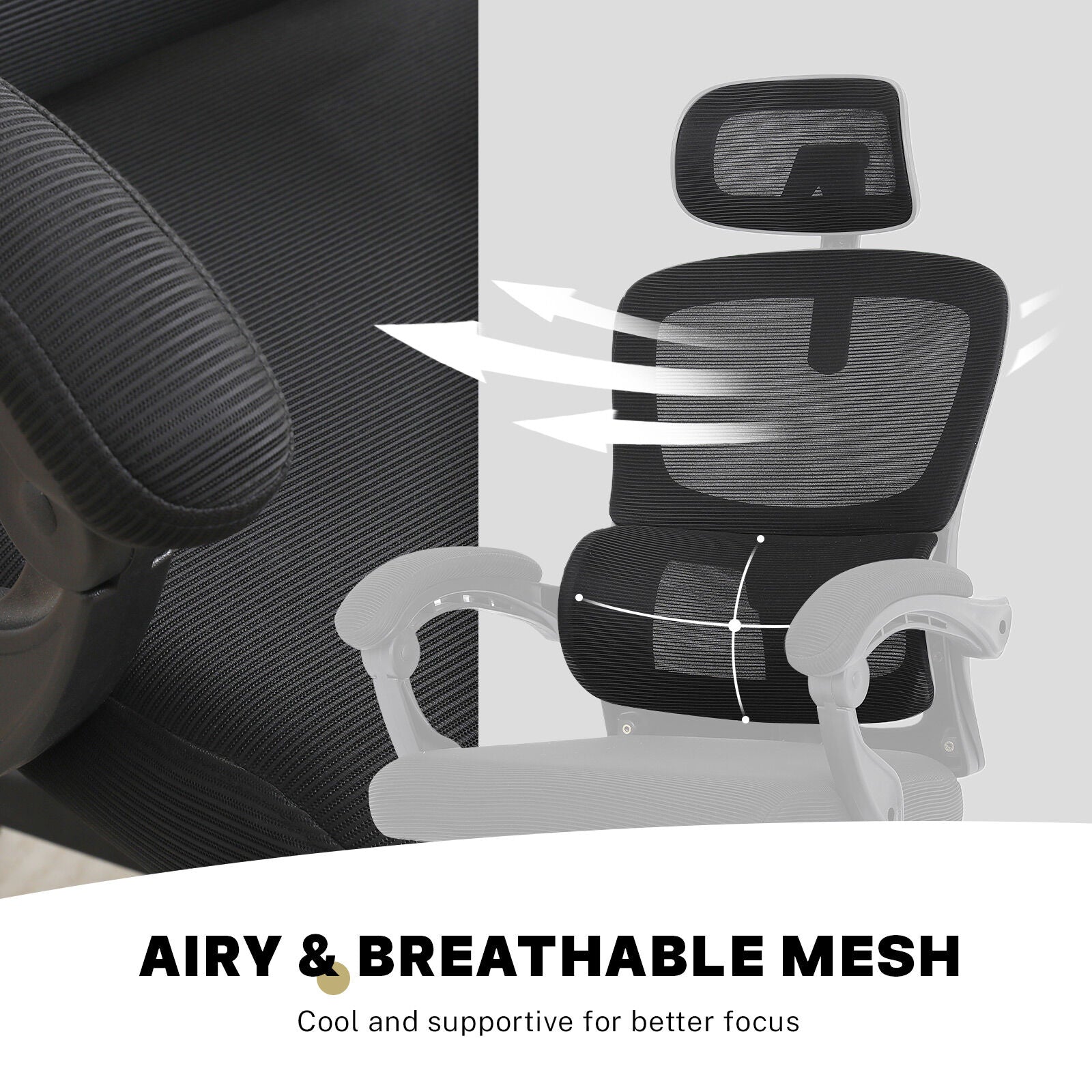 Ergonomic Reclining Office Chair - Lumbar Support, Adjustable Headrest VELTRA - BLACK V274-FT-OC-2656B-BK