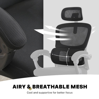 Ergonomic Reclining Office Chair - Lumbar Support, Adjustable Headrest VELTRA - BLACK V274-FT-OC-2656B-BK