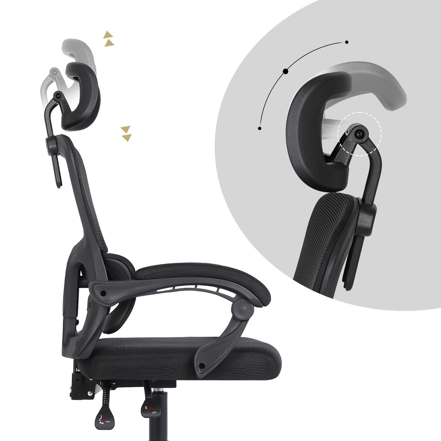 Ergonomic Reclining Office Chair - Lumbar Support, Adjustable Headrest VELTRA - BLACK V274-FT-OC-2656B-BK