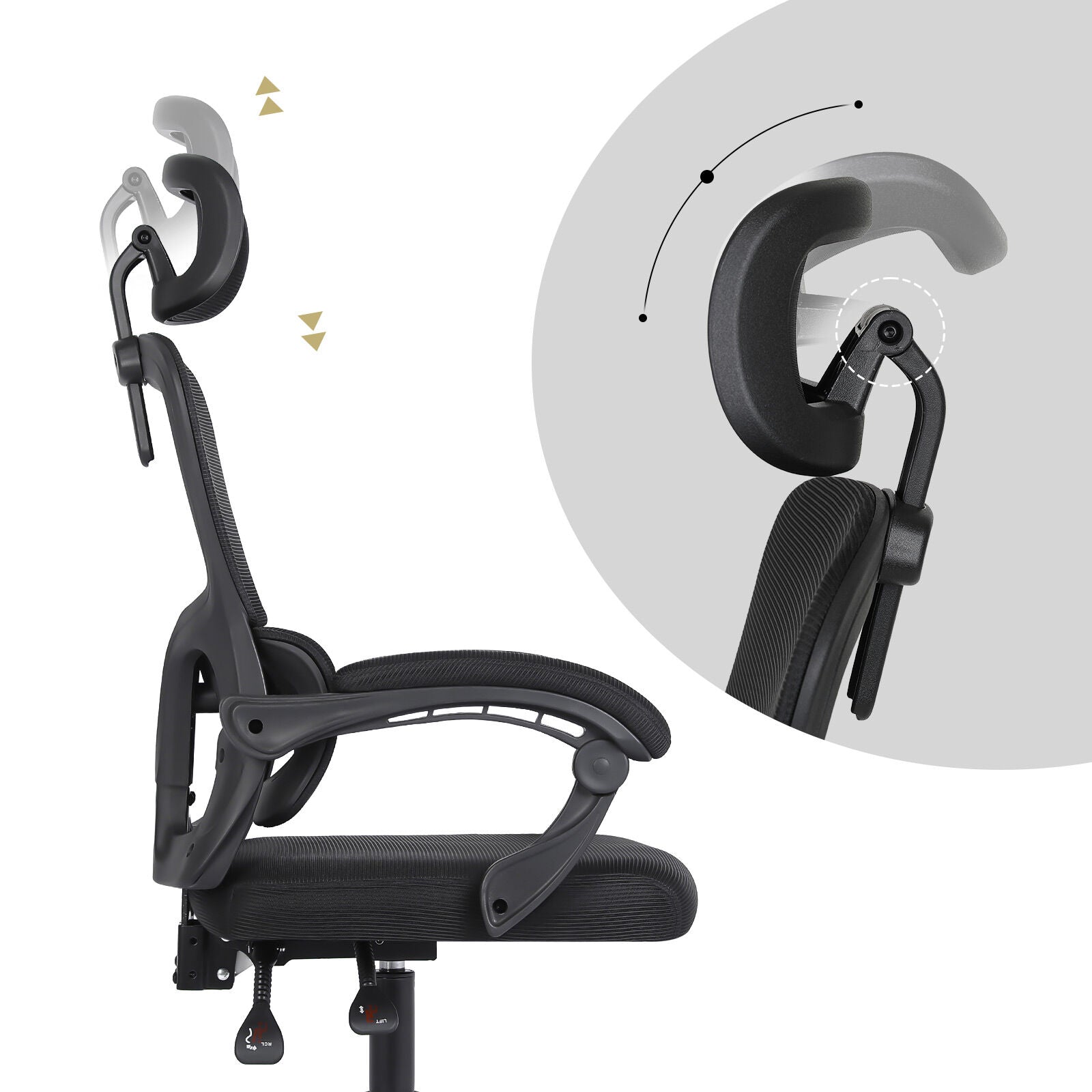 Ergonomic Reclining Office Chair - Lumbar Support, Adjustable Headrest VELTRA - BLACK V274-FT-OC-2656B-BK