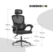 Ergonomic Reclining Office Chair - Lumbar Support, Adjustable Headrest VELTRA - BLACK V274-FT-OC-2656B-BK