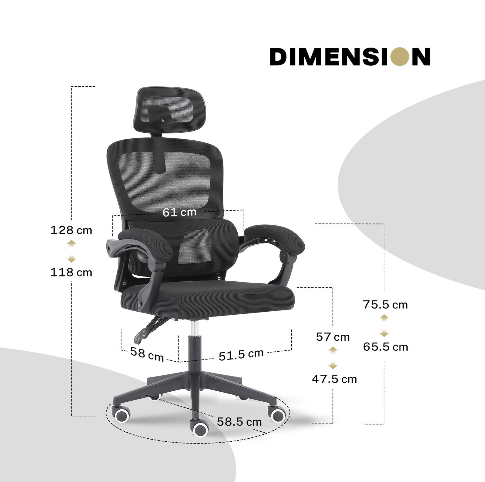 Ergonomic Reclining Office Chair - Lumbar Support, Adjustable Headrest VELTRA - BLACK V274-FT-OC-2656B-BK