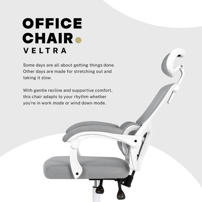 Ergonomic Reclining Office Chair - Lumbar Support, Adjustable Headrest VELTRA - GREY V274-FT-OC-2656B-WHGY
