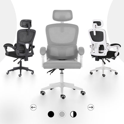 Ergonomic Reclining Office Chair - Lumbar Support, Adjustable Headrest VELTRA - GREY V274-FT-OC-2656B-WHGY
