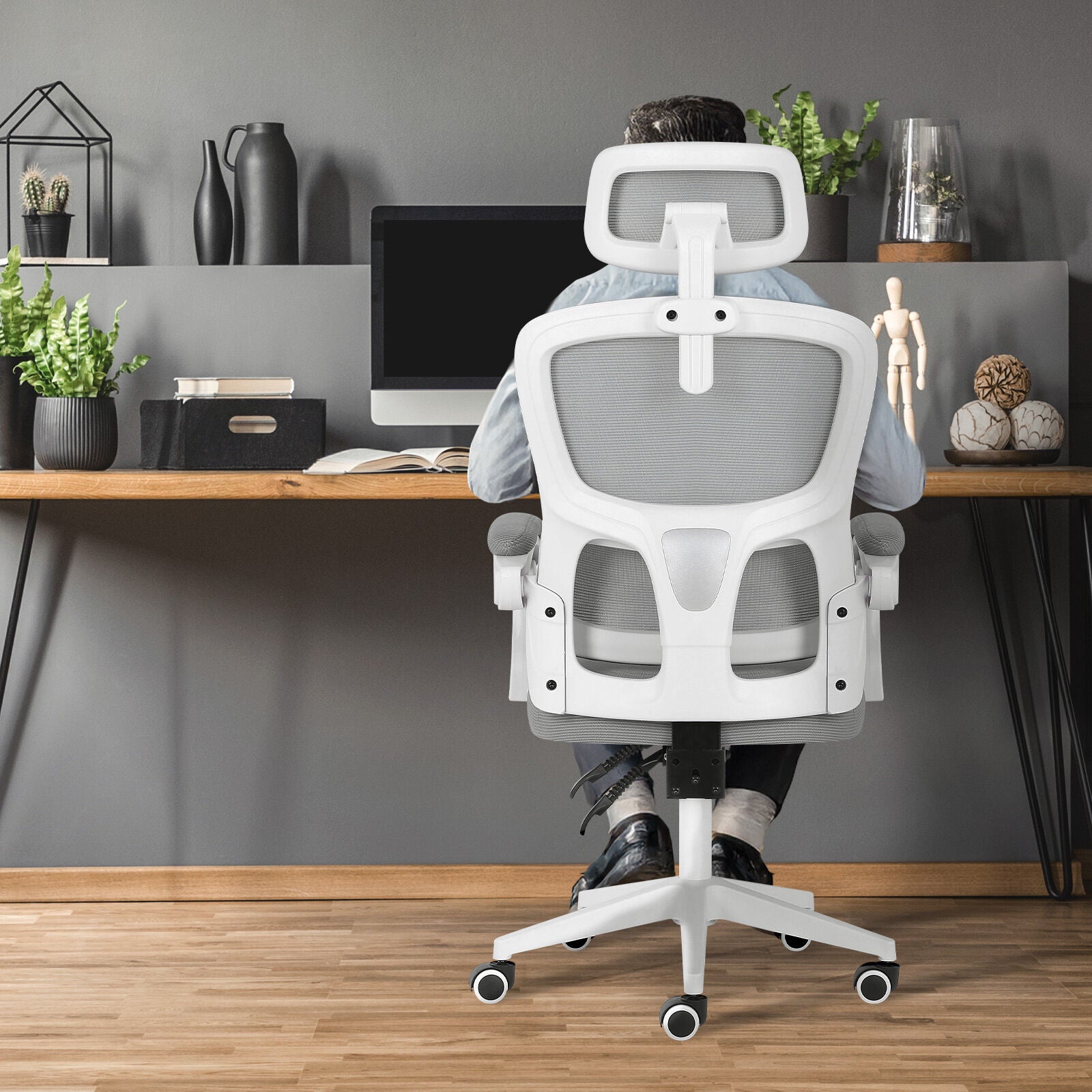 Ergonomic Reclining Office Chair - Lumbar Support, Adjustable Headrest VELTRA - GREY V274-FT-OC-2656B-WHGY