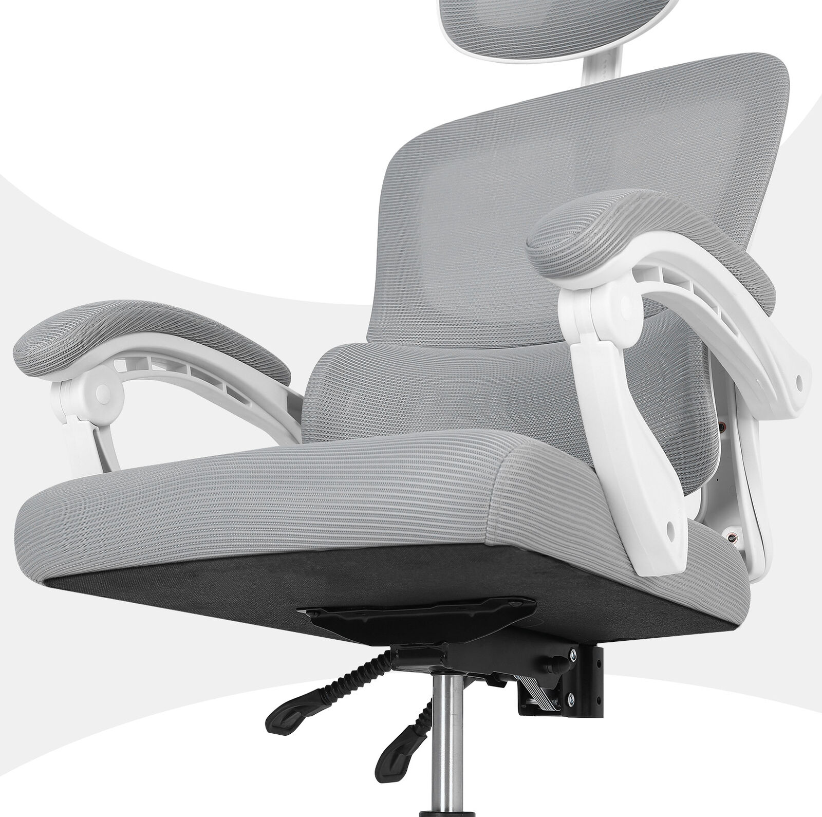 Ergonomic Reclining Office Chair - Lumbar Support, Adjustable Headrest VELTRA - GREY V274-FT-OC-2656B-WHGY