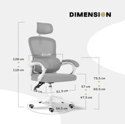 Ergonomic Reclining Office Chair - Lumbar Support, Adjustable Headrest VELTRA - GREY V274-FT-OC-2656B-WHGY