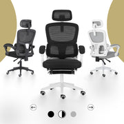 Ergonomic Reclining Office Chair - Footrest, Lumbar Support, Adjustable Headrest VELTRA - BLACK V274-FT-OC-2656BF-WHBK