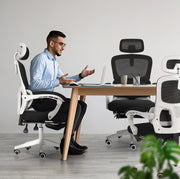 Ergonomic Reclining Office Chair - Footrest, Lumbar Support, Adjustable Headrest VELTRA - BLACK V274-FT-OC-2656BF-WHBK