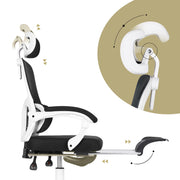 Ergonomic Reclining Office Chair - Footrest, Lumbar Support, Adjustable Headrest VELTRA - BLACK V274-FT-OC-2656BF-WHBK