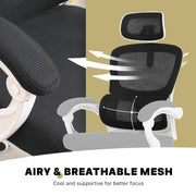 Ergonomic Reclining Office Chair - Footrest, Lumbar Support, Adjustable Headrest VELTRA - BLACK V274-FT-OC-2656BF-WHBK