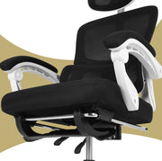 Ergonomic Reclining Office Chair - Footrest, Lumbar Support, Adjustable Headrest VELTRA - BLACK V274-FT-OC-2656BF-WHBK