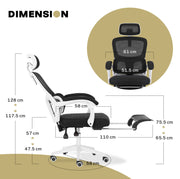 Ergonomic Reclining Office Chair - Footrest, Lumbar Support, Adjustable Headrest VELTRA - BLACK V274-FT-OC-2656BF-WHBK