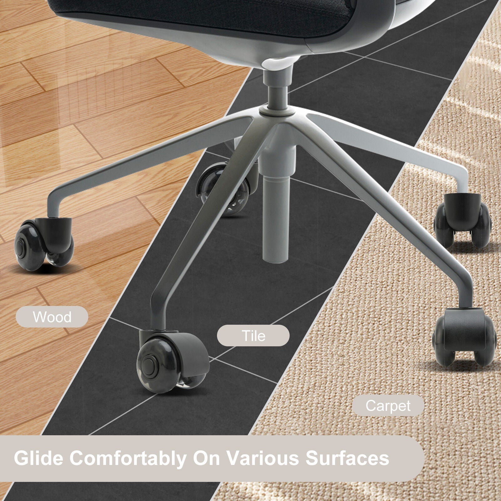 5X 2'' Twin Wheel Office Chair Casters - Slient Smooth, 11x22mm Stem V274-FT-OCA-WH2-5PCS