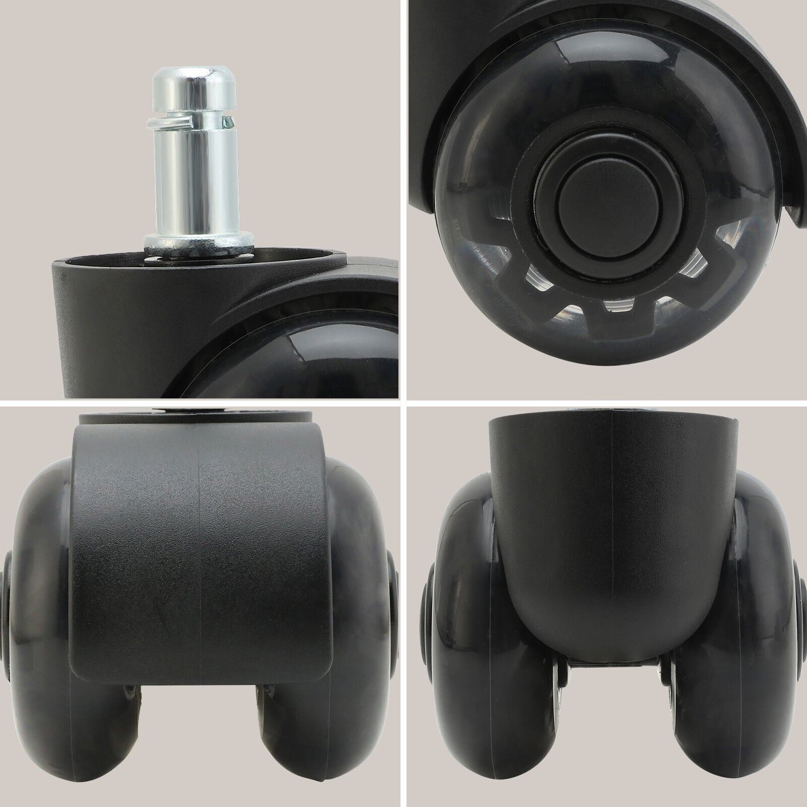5X 2'' Twin Wheel Office Chair Casters - Slient Smooth, 11x22mm Stem V274-FT-OCA-WH2-5PCS