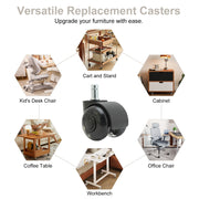 5X 2'' Twin Wheel Office Chair Casters - Slient Smooth, 11x22mm Stem V274-FT-OCA-WH2-5PCS