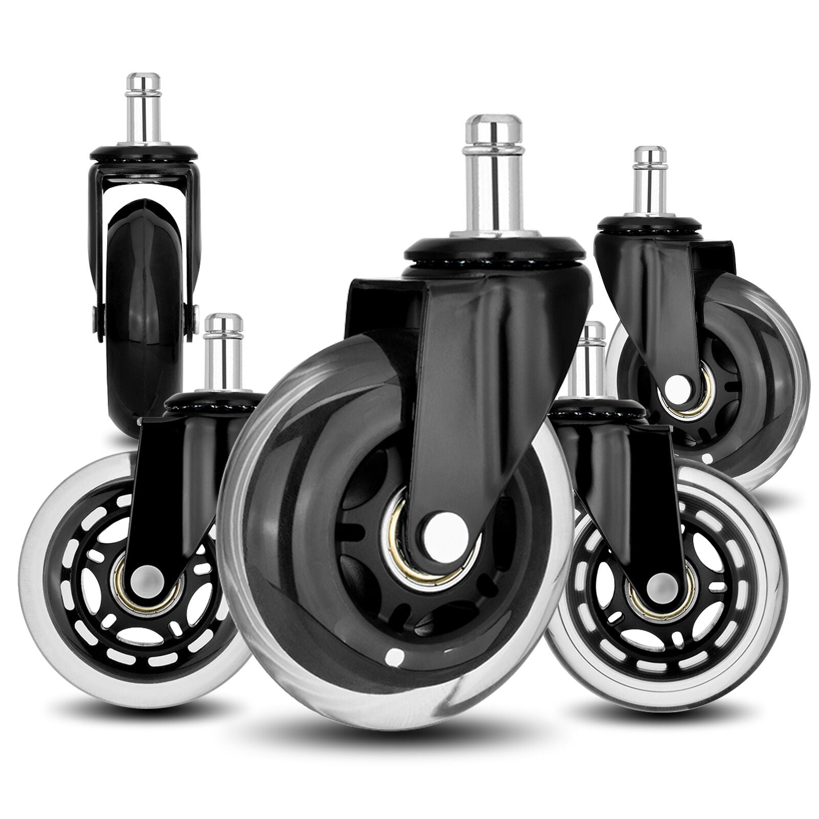 5X 3'' Rollerblade Style Wheels Office Chair Casters - Slient Smooth, 11x22mm Stem V274-FT-OCA-WH3-5PCS