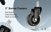 5X 3'' Rollerblade Style Wheels Office Chair Casters - Slient Smooth, 11x22mm Stem V274-FT-OCA-WH3-5PCS
