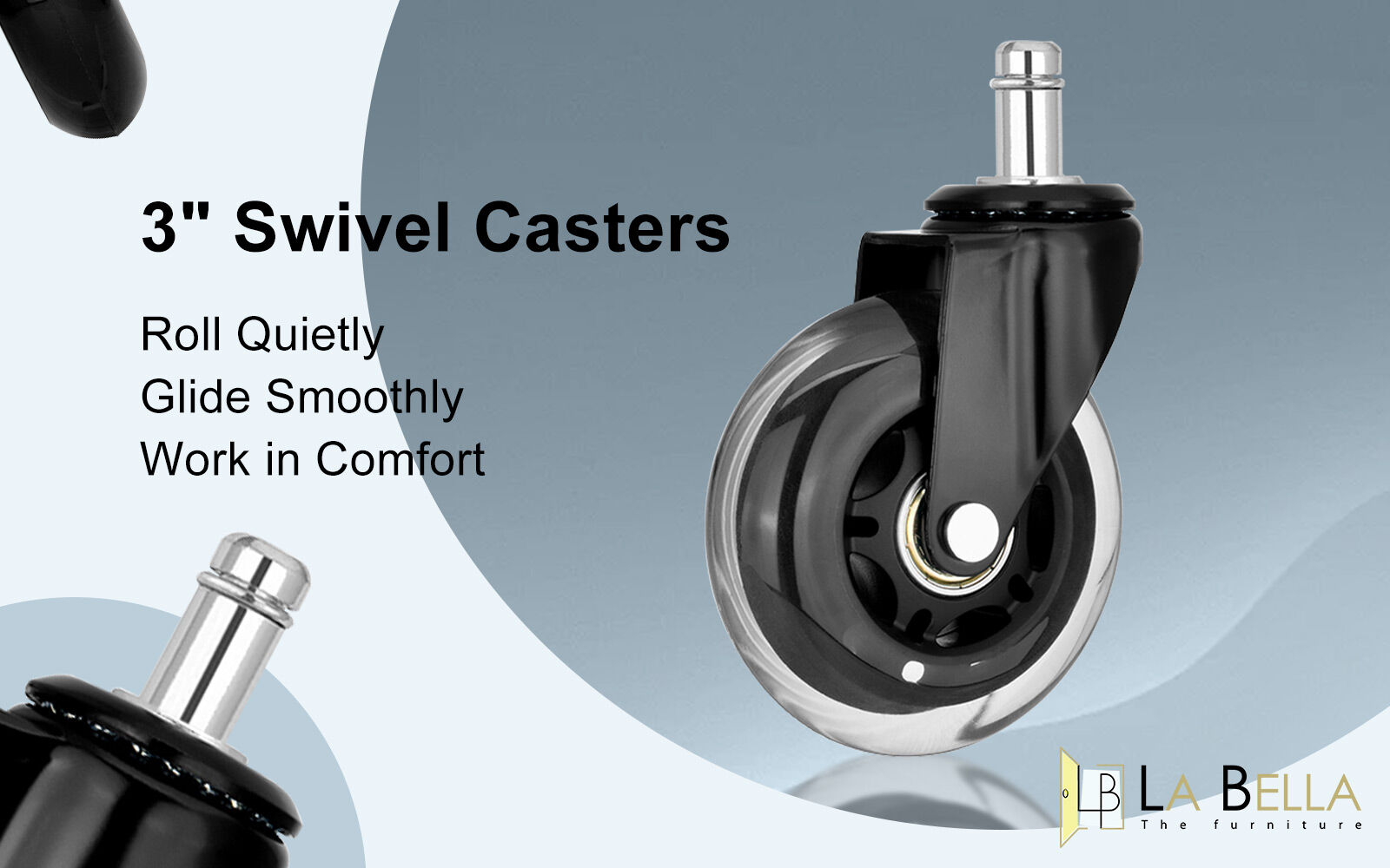 5X 3'' Rollerblade Style Wheels Office Chair Casters - Slient Smooth, 11x22mm Stem V274-FT-OCA-WH3-5PCS