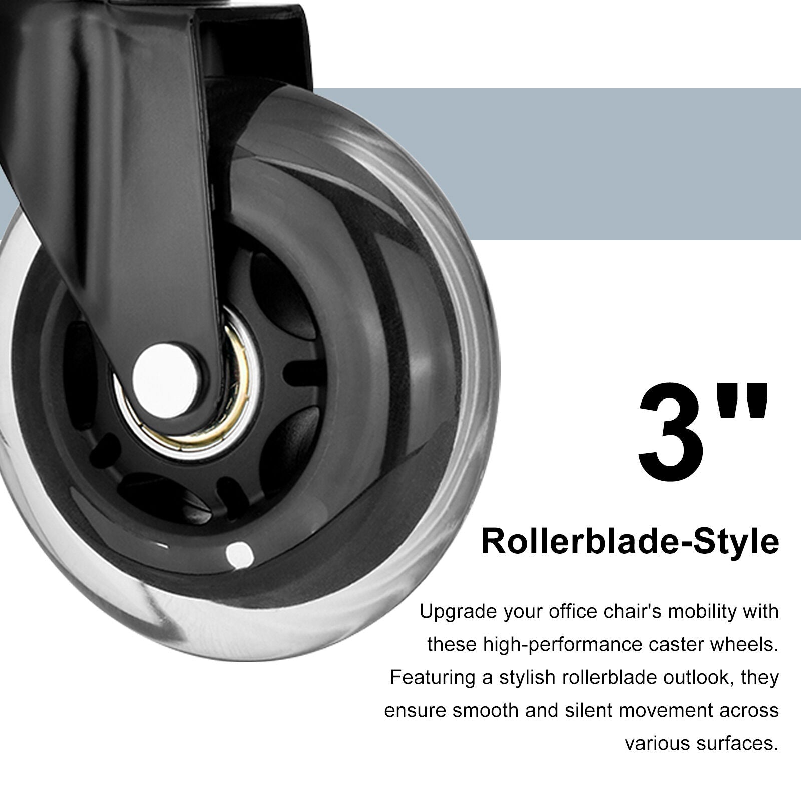 5X 3'' Rollerblade Style Wheels Office Chair Casters - Slient Smooth, 11x22mm Stem V274-FT-OCA-WH3-5PCS