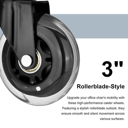 5X 3'' Rollerblade Style Wheels Office Chair Casters - Slient Smooth, 11x22mm Stem V274-FT-OCA-WH3-5PCS