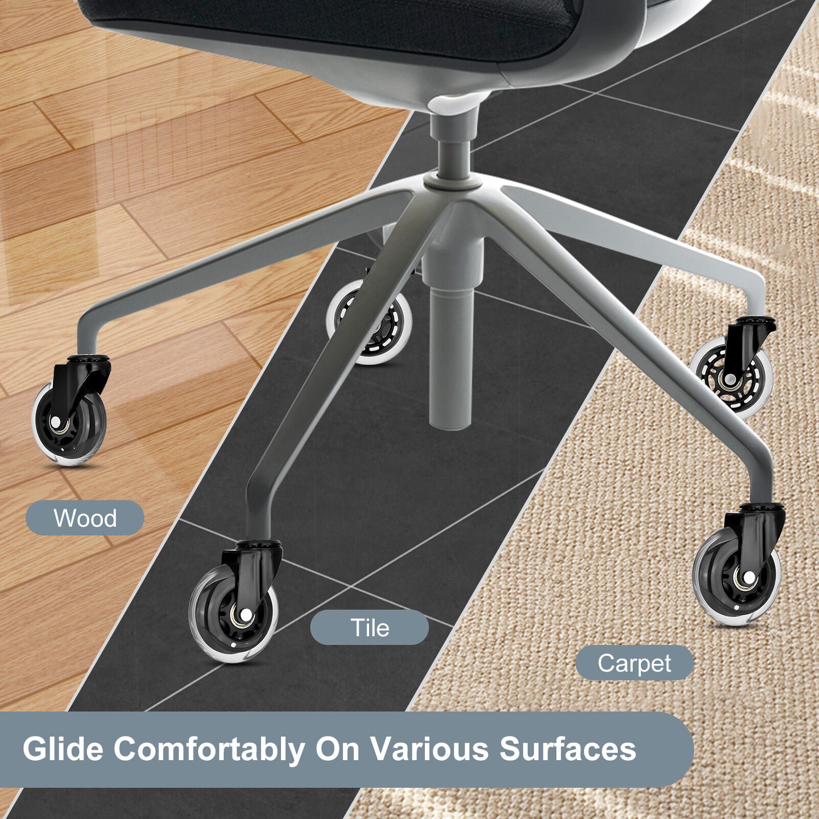 5X 3'' Rollerblade Style Wheels Office Chair Casters - Slient Smooth, 11x22mm Stem V274-FT-OCA-WH3-5PCS