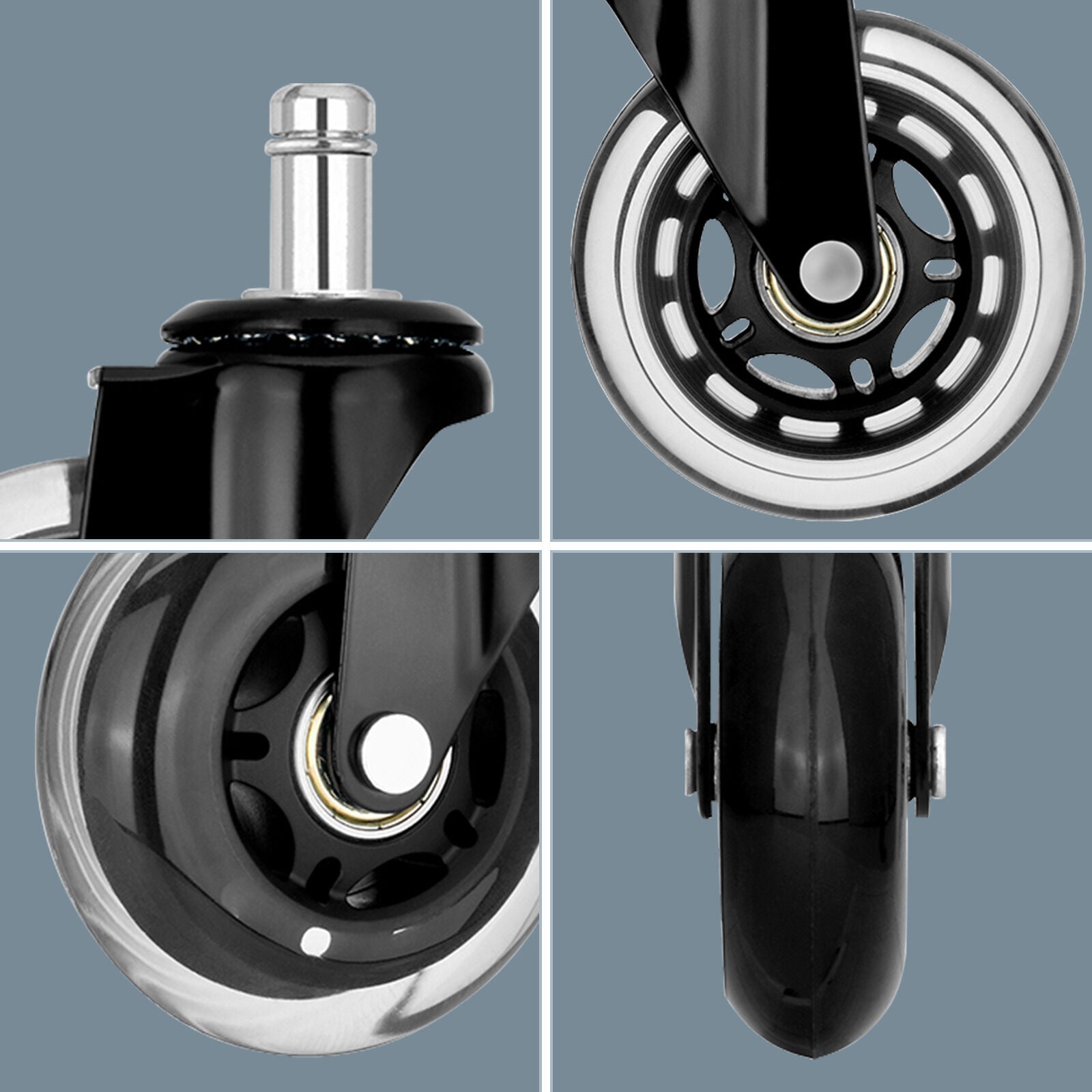 5X 3'' Rollerblade Style Wheels Office Chair Casters - Slient Smooth, 11x22mm Stem V274-FT-OCA-WH3-5PCS