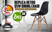 2X Retro Dining Cafe Chair DSW BLACK V274-FT-PP623-BK2