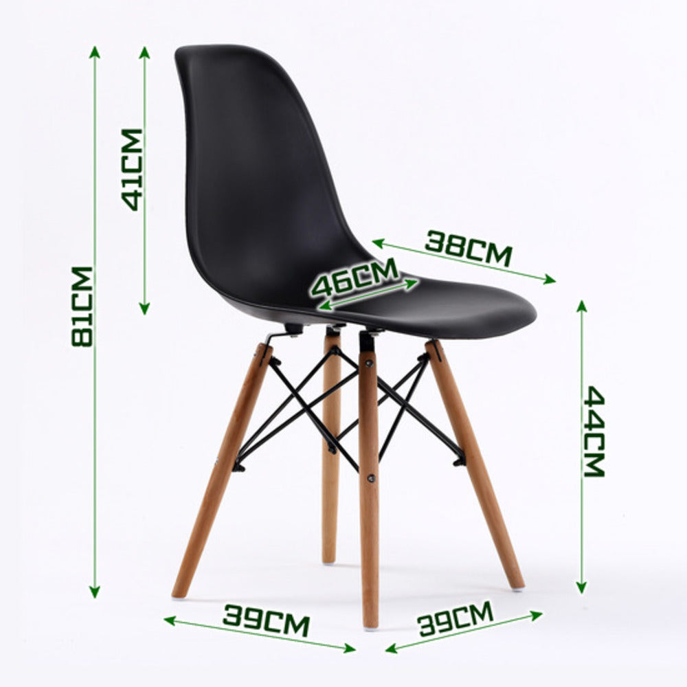 2X Retro Dining Cafe Chair DSW BLACK V274-FT-PP623-BK2