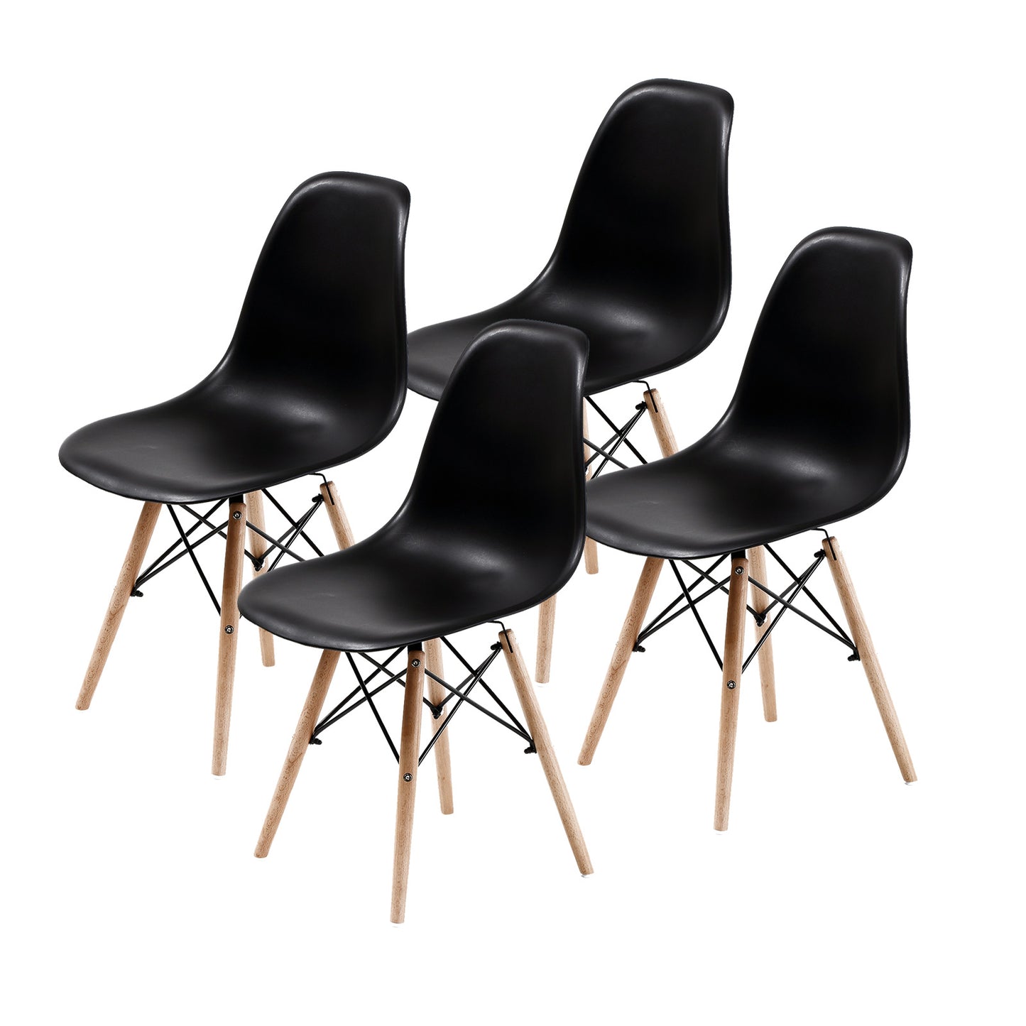 4X Retro Dining Cafe Chair DSW BLACK V274-FT-PP623-BK4