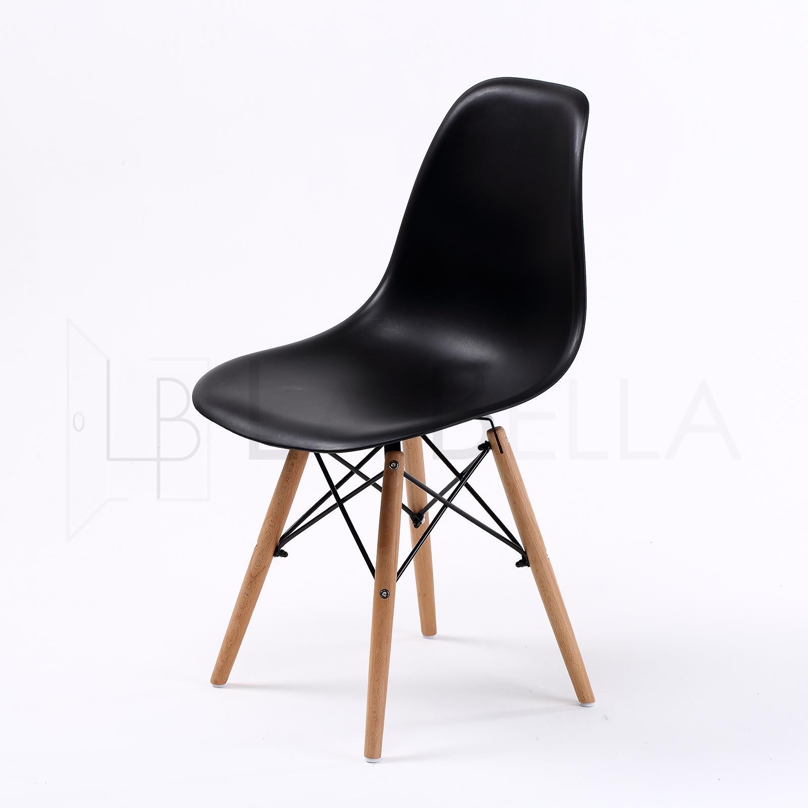 4X Retro Dining Cafe Chair DSW BLACK V274-FT-PP623-BK4