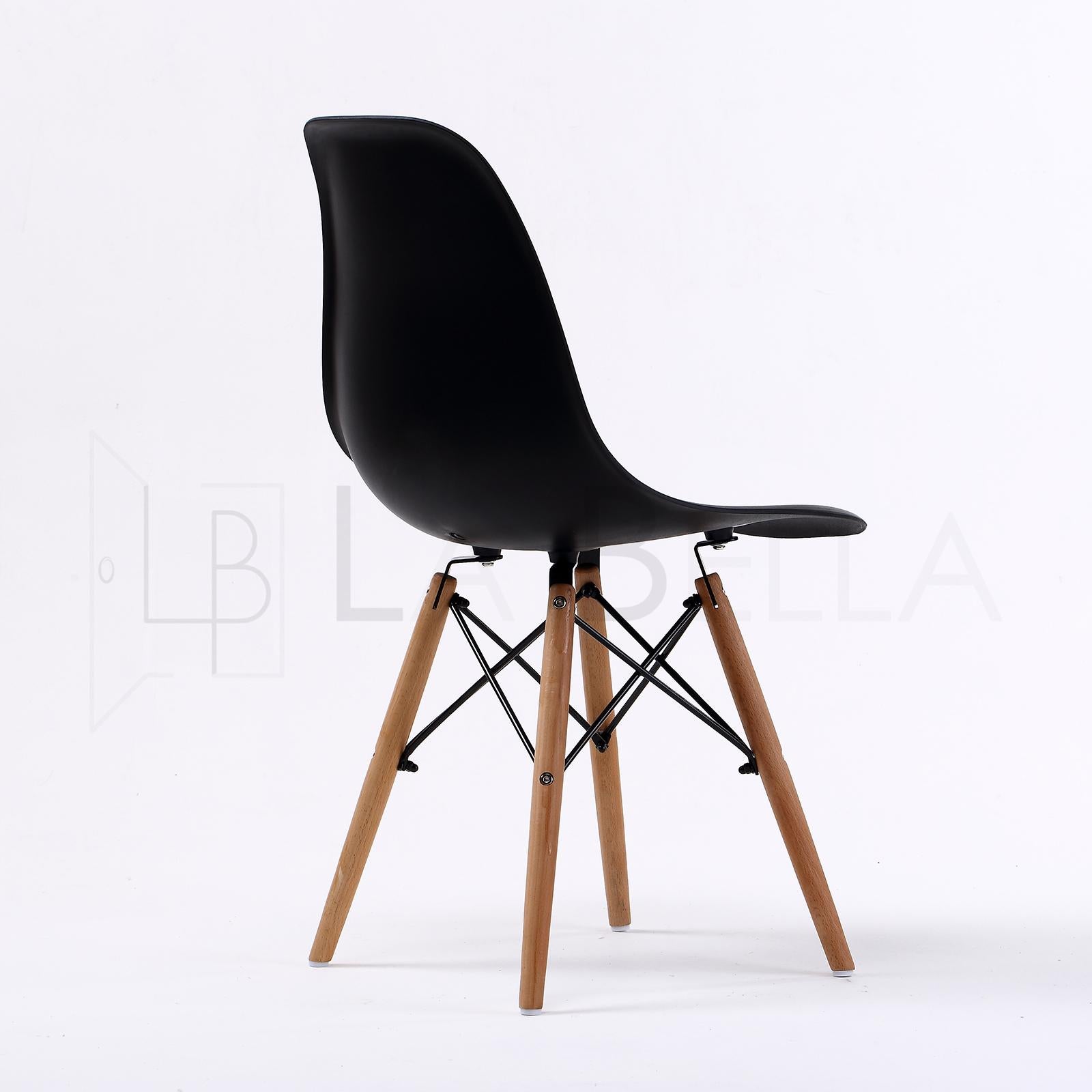 4X Retro Dining Cafe Chair DSW BLACK V274-FT-PP623-BK4