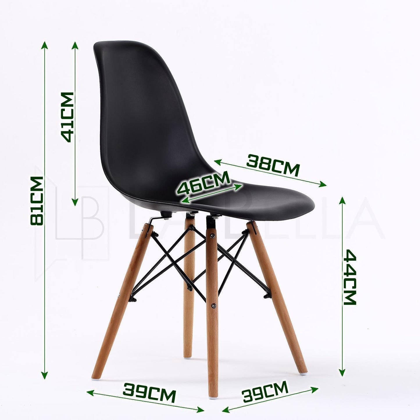 4X Retro Dining Cafe Chair DSW BLACK V274-FT-PP623-BK4