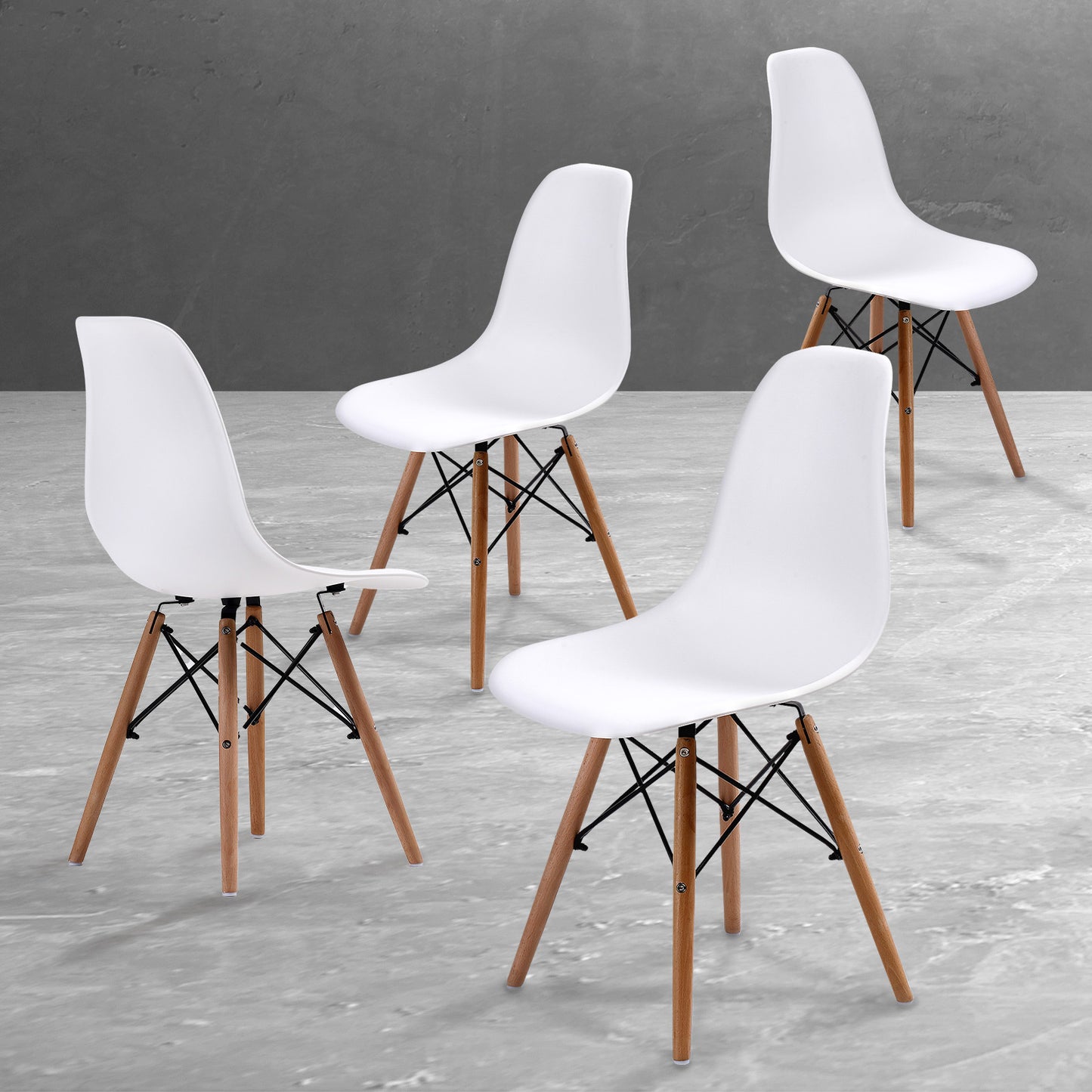 4X Retro Dining Cafe Chair DSW WHITE V274-FT-PP623-WH4