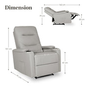 Home Recliner Chair - PU Leather Sofa Lounge Armchair DAKOTA GREY V274-FT-RC-6201PU-LGY