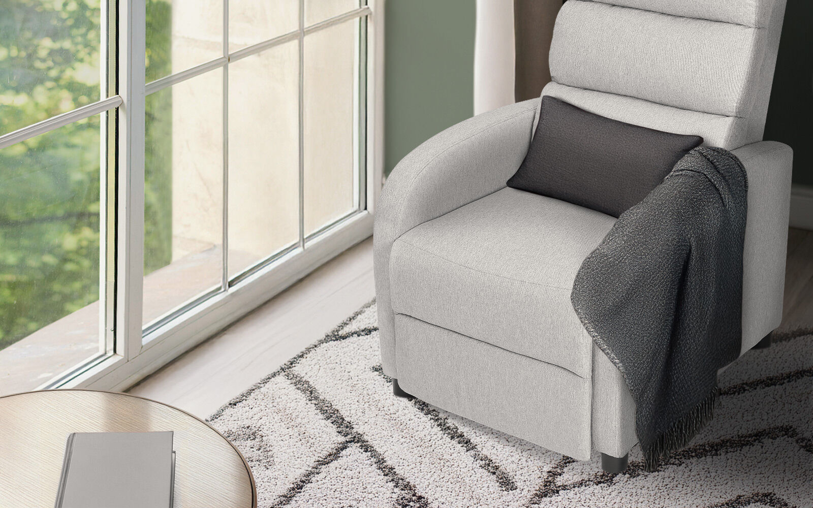 Home Recliner Chair - Linen Fabric Sofa Lounge Armchair SHILOH GREY V274-FT-RC-6501FA-GY