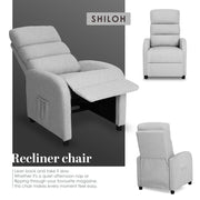 Home Recliner Chair - Linen Fabric Sofa Lounge Armchair SHILOH GREY V274-FT-RC-6501FA-GY