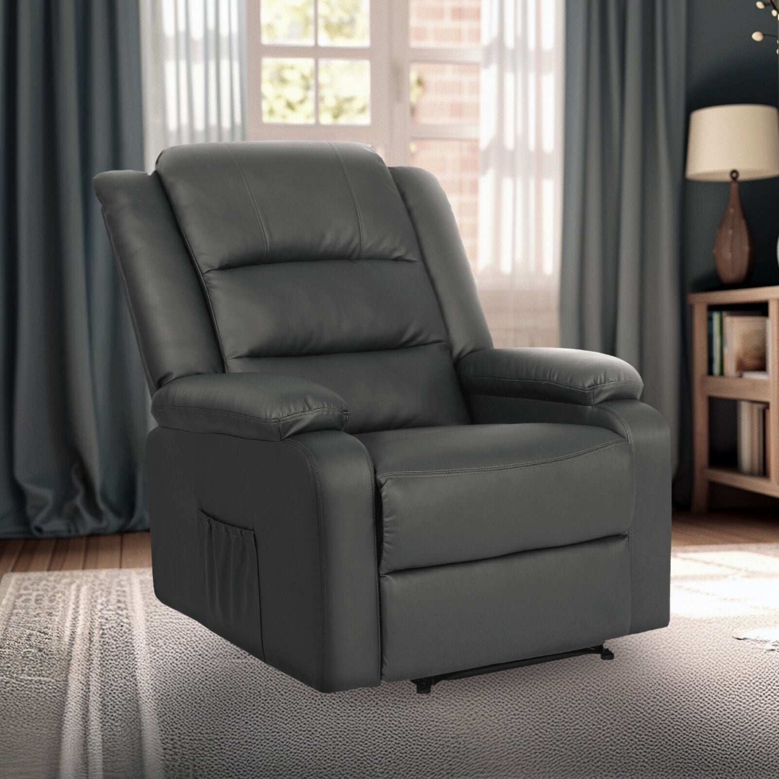 Home Recliner Chair - PU Leather Sofa Lounge Armchair MARLO GREY V274-FT-RC-6502PU-GY