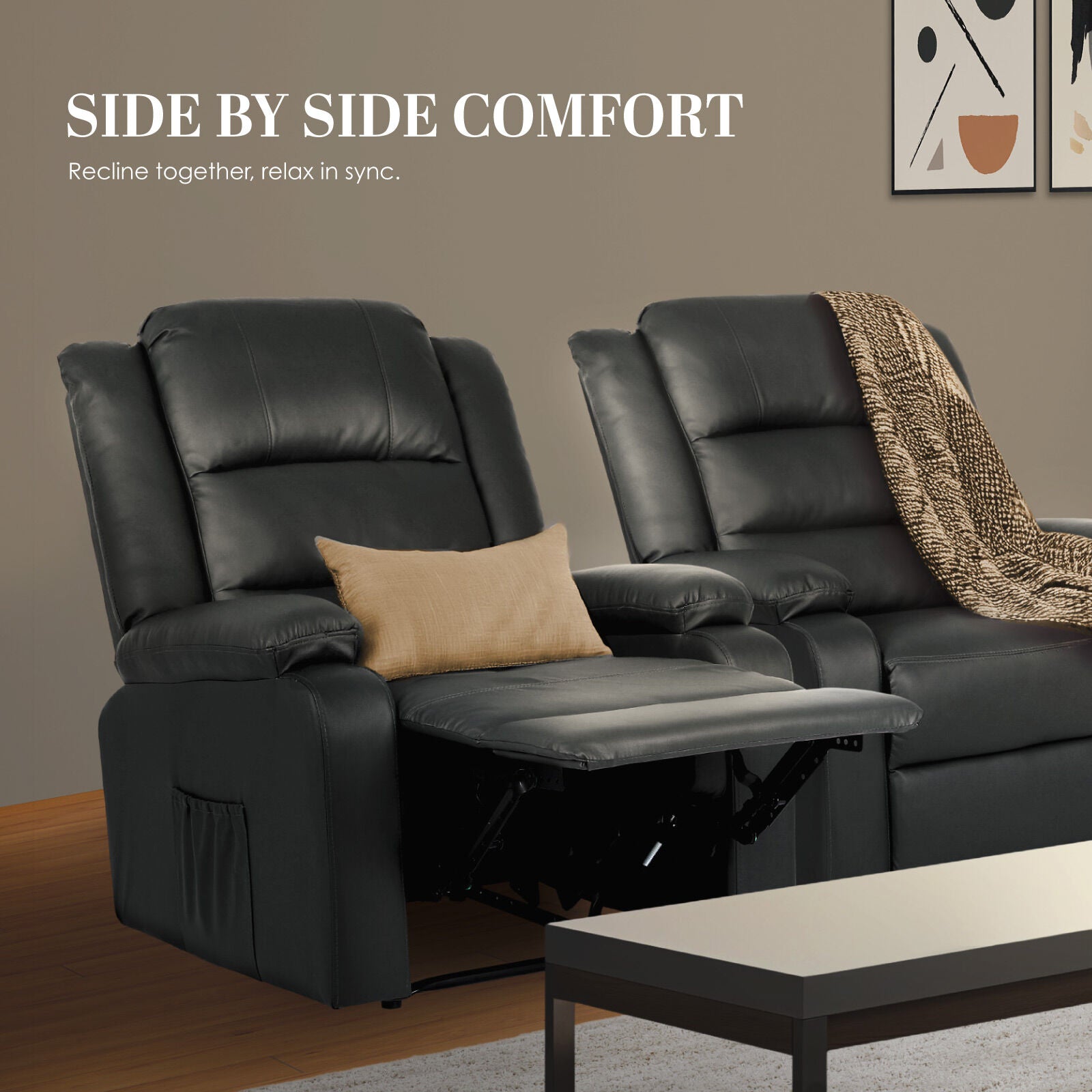 Home Recliner Chair - PU Leather Sofa Lounge Armchair MARLO GREY V274-FT-RC-6502PU-GY