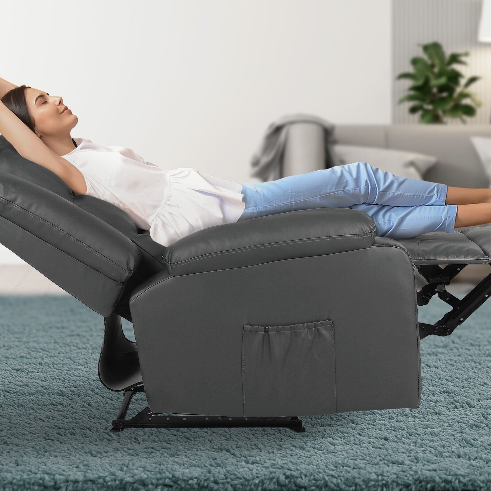 Home Recliner Chair - PU Leather Sofa Lounge Armchair MARLO GREY V274-FT-RC-6502PU-GY