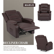 Home Recliner Chair - PU Leather Sofa Lounge Armchair MARLO BROWN V274-FT-RC-6502PU-LBN