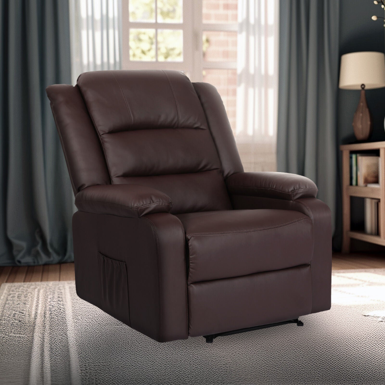 Home Recliner Chair - PU Leather Sofa Lounge Armchair MARLO BROWN V274-FT-RC-6502PU-LBN