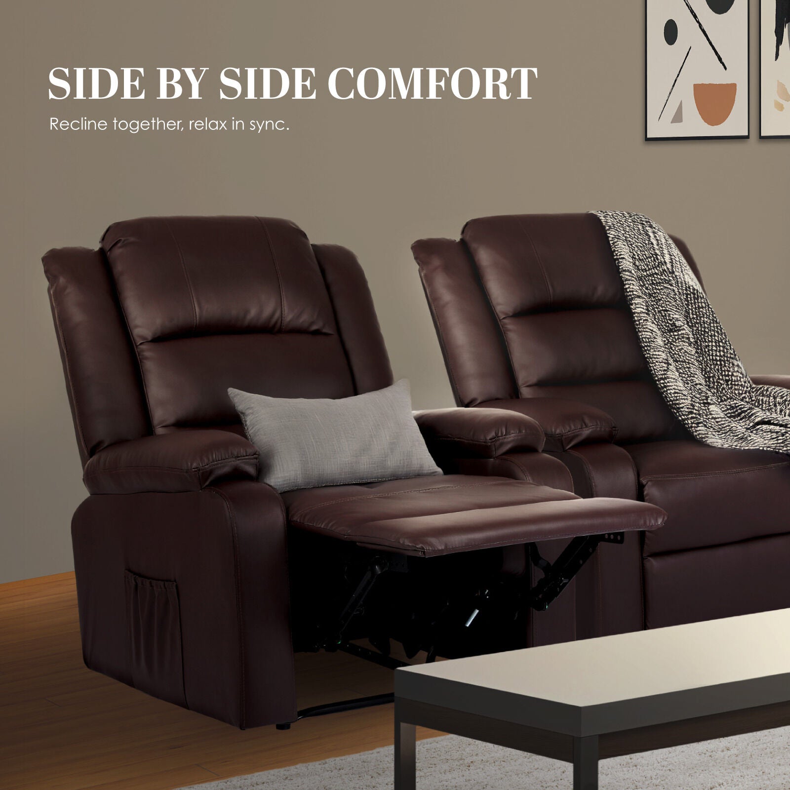 Home Recliner Chair - PU Leather Sofa Lounge Armchair MARLO BROWN V274-FT-RC-6502PU-LBN