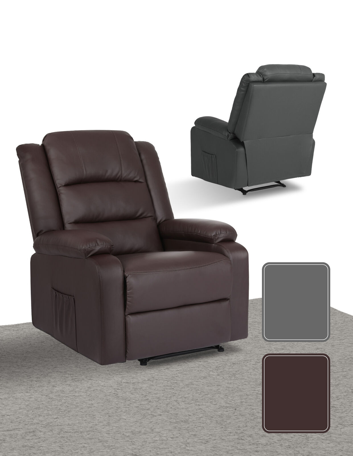 Home Recliner Chair - PU Leather Sofa Lounge Armchair MARLO BROWN V274-FT-RC-6502PU-LBN