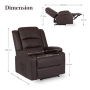 Home Recliner Chair - PU Leather Sofa Lounge Armchair MARLO BROWN V274-FT-RC-6502PU-LBN