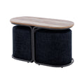 3 Piece Set Coffee Table & Ottoman Wood Side End Table Industrial - Black V274-FT-ST03-BK
